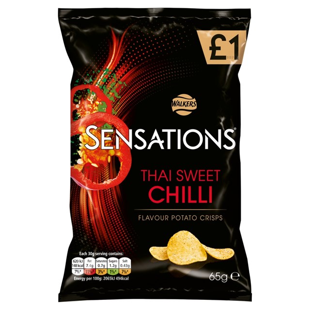 WALKERS £1 SENSATIONS THAI CHILLI 65g (15 PACK) 20 MARCH DATED