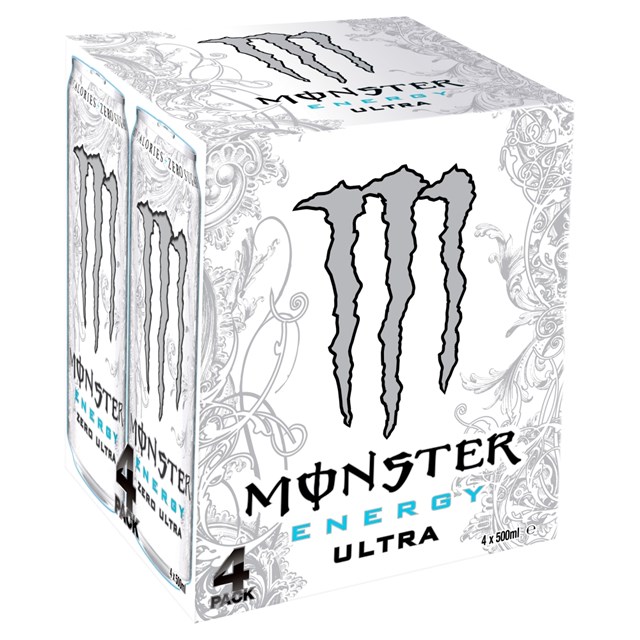 Monster 4 Pack Energy Drink Ultra White 500ml (6 x 4 Pack)