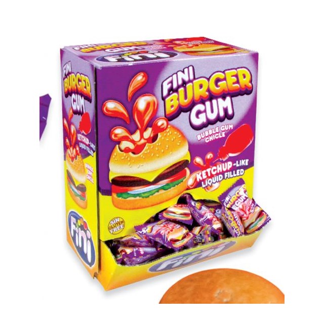 FINI BURGERS BUBBLE GUM 200 x 5p GLUTEN FREE