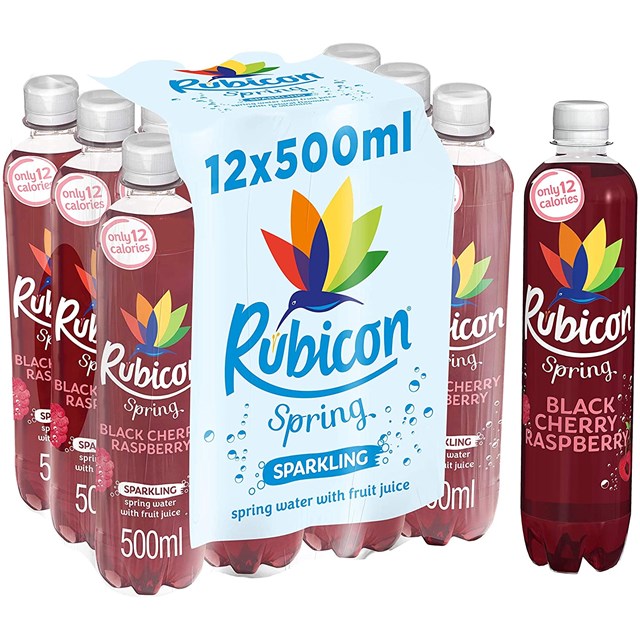 RUBICON SPRING BLACK CHERRY & RASPBERRY SPARKLING WATER 500ml (12 PACK)