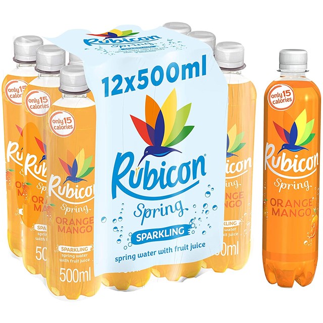 RUBICON SPRING ORANGE & MANGO FLAVOURED SPARKLING SPRING WATER 500ml (12 PACK)