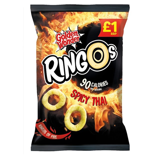 GOLDEN WONDER RINGOS OF FIRE SPICY THAI 55g £1 (15 Pack)