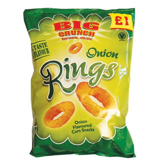 GOLDEN CROSS BIG CRUNCH ONION RINGS 110g £1 (12 PACK)