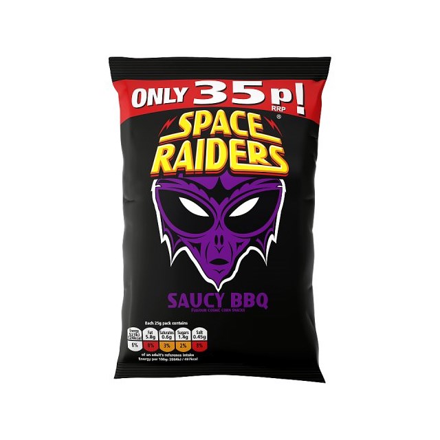 SPACE RAIDERS 35p SAUCY BBQ 25g (36 PACK)