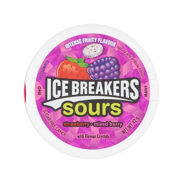 HERSHEY ICE BREAKERS SOURS STRAWBERRY MIXED BERRY 42g (8 Pack)