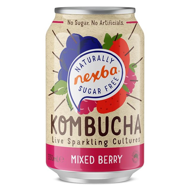 NEXBA KOMBUCHA MIXED BERRY 330ml CANS (12 PACK)