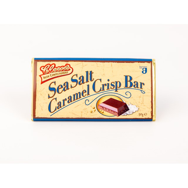 Cleeves Irish Sea Salt Caramel Crisp Bar Milk Chocolate 50g 24 Pack