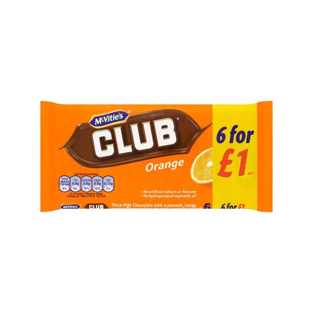 MCVITIES CLUB ORANGE BISCUITS £1 (12 x 6 PACK)