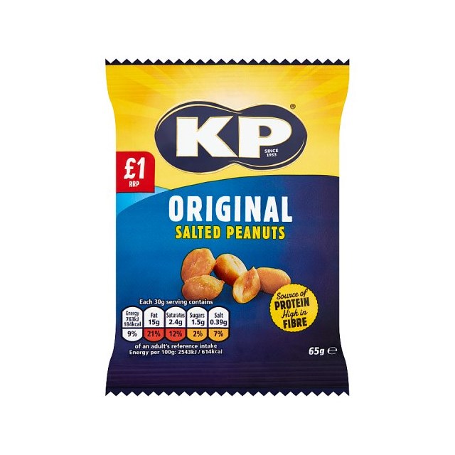 KP SALTED PEANUTS 65g £1 (16 PACK)