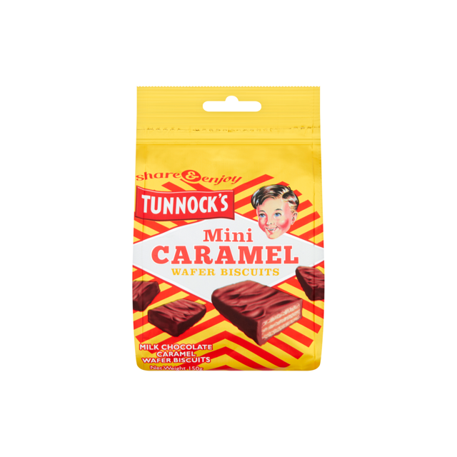 TUNNOCKS MINI CARAMEL WAFER POUCH 150g (12 PACK)