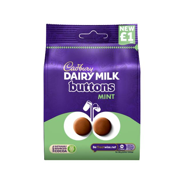 CADBURYS DAIRY MILK MINT BUTTONS 95g £1 (10 PACK)