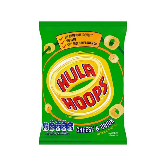 HULA HOOPS CHEESE & ONION 43g (32 PACK)