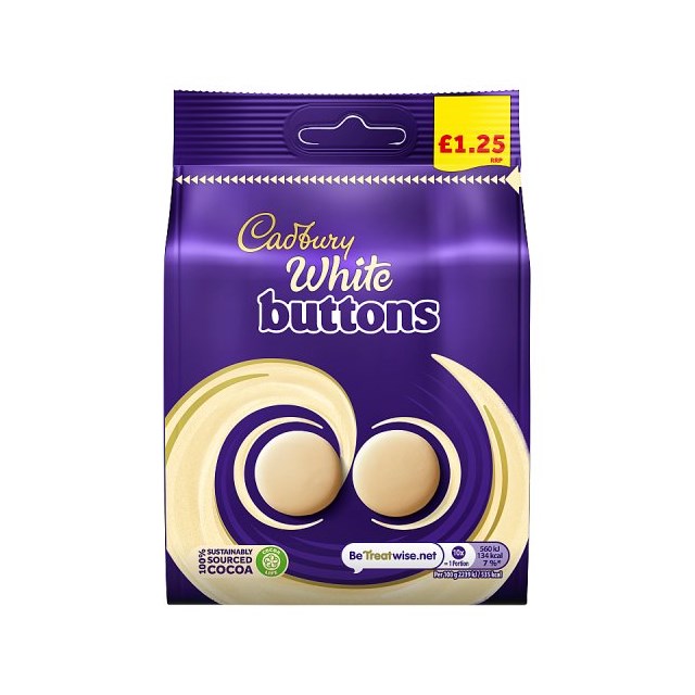 CADBURYS WHITE CHOCOLATE GIANT BUTTONS £1 110g (10 PACK)