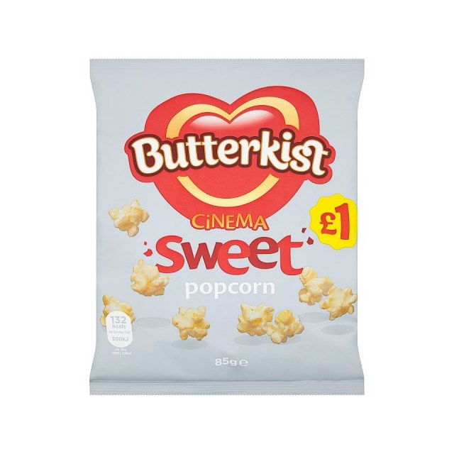 BUTTERKIST CINEMA SWEET POPCORN 76g £1 (12 PACK)