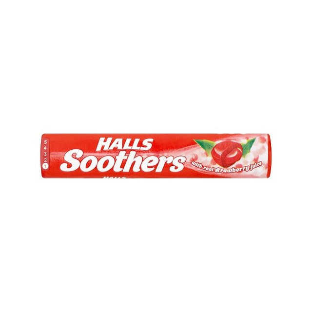 HALLS SOOTHERS STRAWBERRY THROAT LOZENGES 45g (20 PACK)