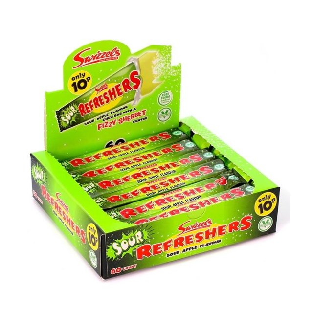 SWIZZELS 10P REFRESHERS SOUR APPLE CHEW BAR