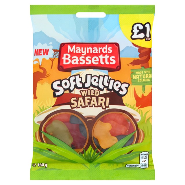 MAYNARDS BASSETTS £1 SOFT JELLIES WILD SAFARI 160g (12 PACK)