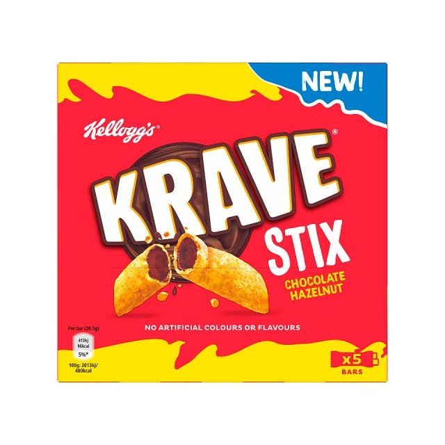 Kellogg's KRAVE Chocolate Hazelnut Stix 9 x 5 Pack