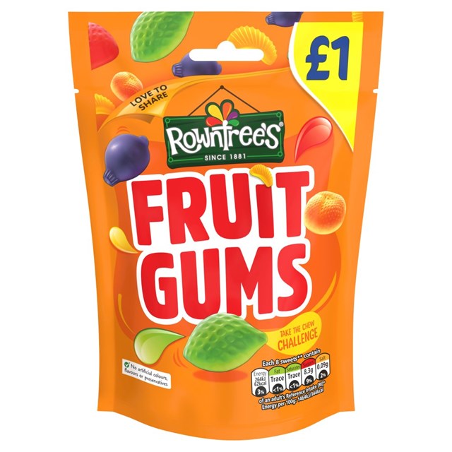 ROWNTREES FRUIT GUMS 120g £1 (10 PACK)