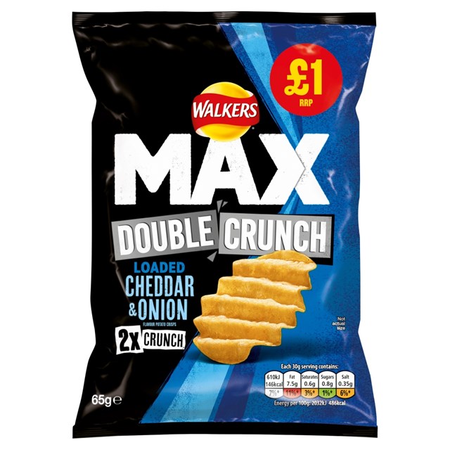 WALKERS £1 MAX DOUBLE CRUNCH CHEDDAR & ONION 75G (15 PACK)