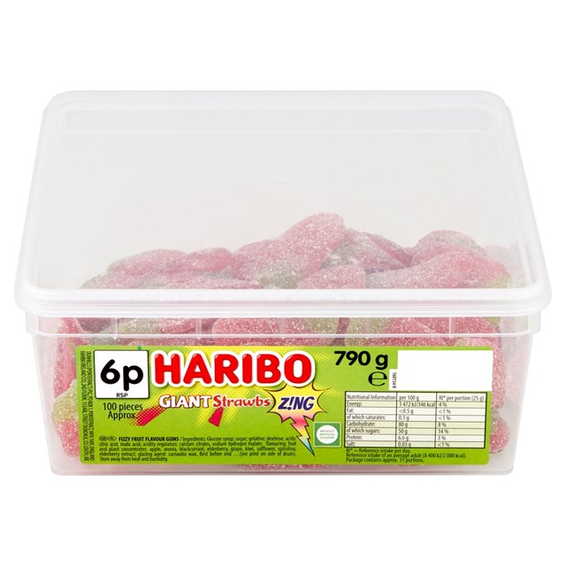 HARIBO TUBS 5P GIANT SOUR STRAWBS ZING
