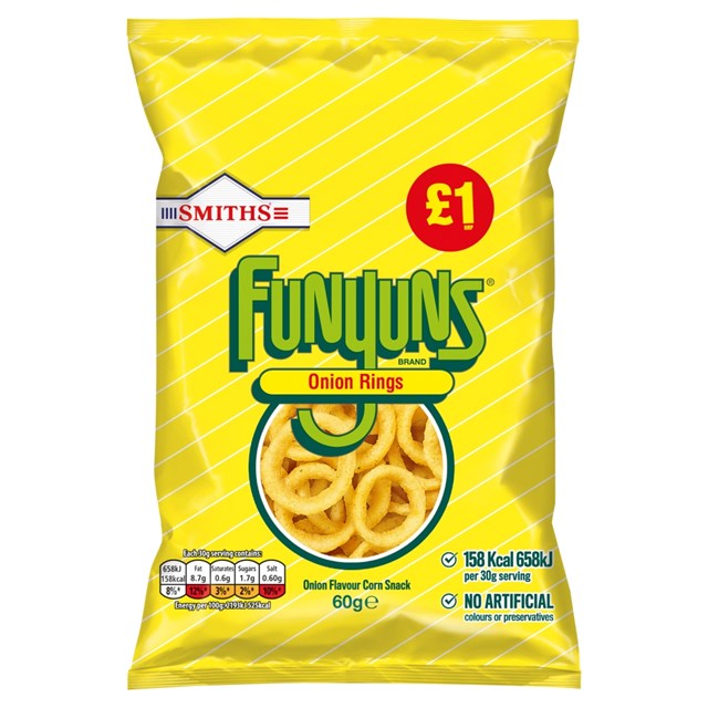 WALKERS SMITHS £1 FUNYUNS 60g (15 PACK) 17 APRIL DATED