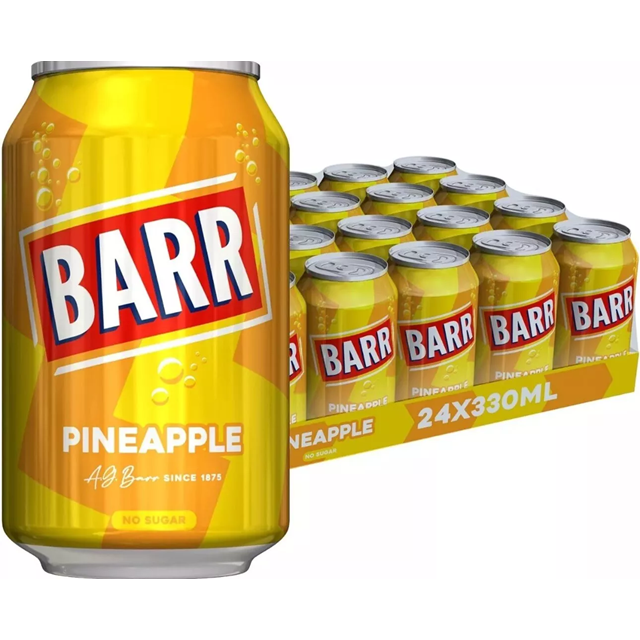 Barrs Pineappleade 330ml Cans 24 Pack
