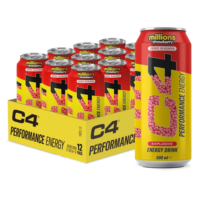 C4 Energy Drink Millions Strawberry 500ml 12 Pack