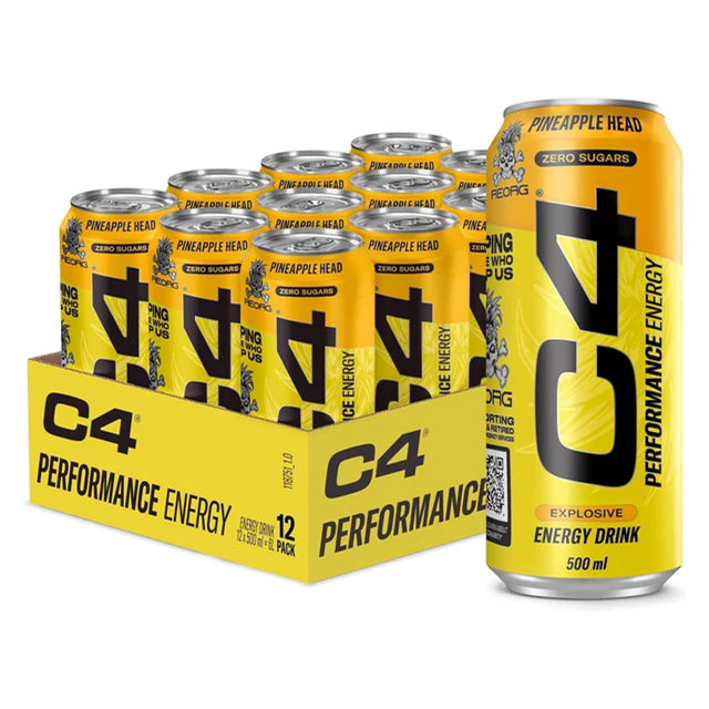 C4 Energy Drink Pineapple Head Reorg 500ml 12 Pack