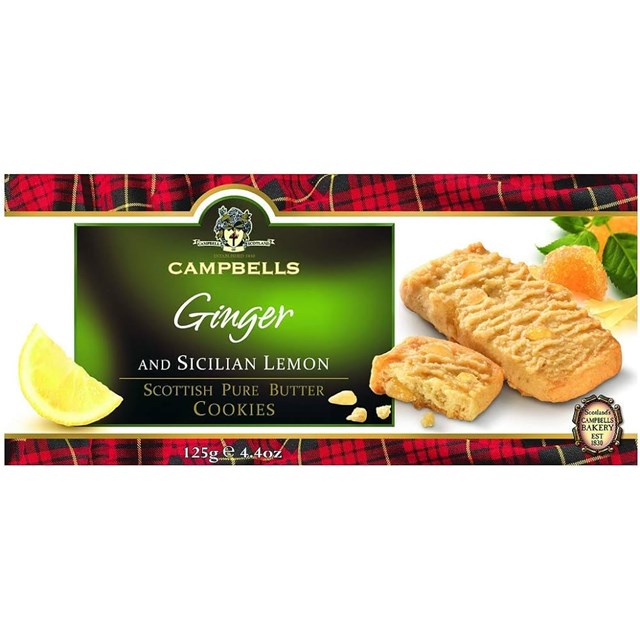 Campbells Pure Butter Ginger Cookies with Sicilian Lemon 125g 12 Pack