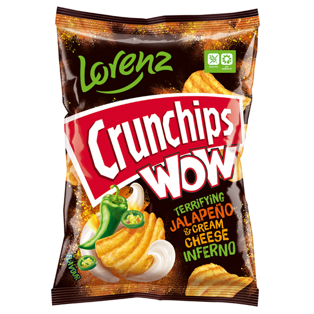 Lorenz Crunchips WOW Jalapeno & Cream Cheese Inferno 80g (12 Pack)