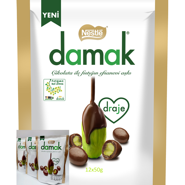 Nestle Damak Milk Chocolate Coated Pistachio Nuts 50g (12 Pack)