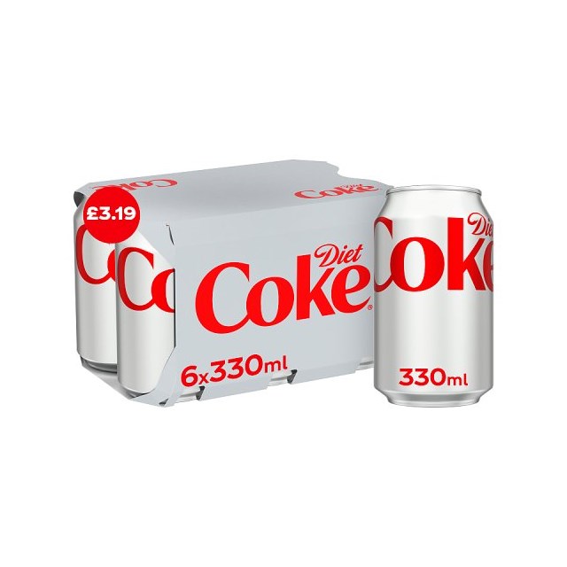 Diet Coke Cans 330ml 4 x 6 Pack £3.39
