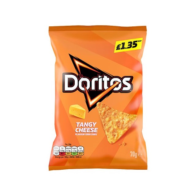 Walkers Doritos Tangy Cheese Tortilla Chips Crisps 70g £1.35 Big 18 Pack