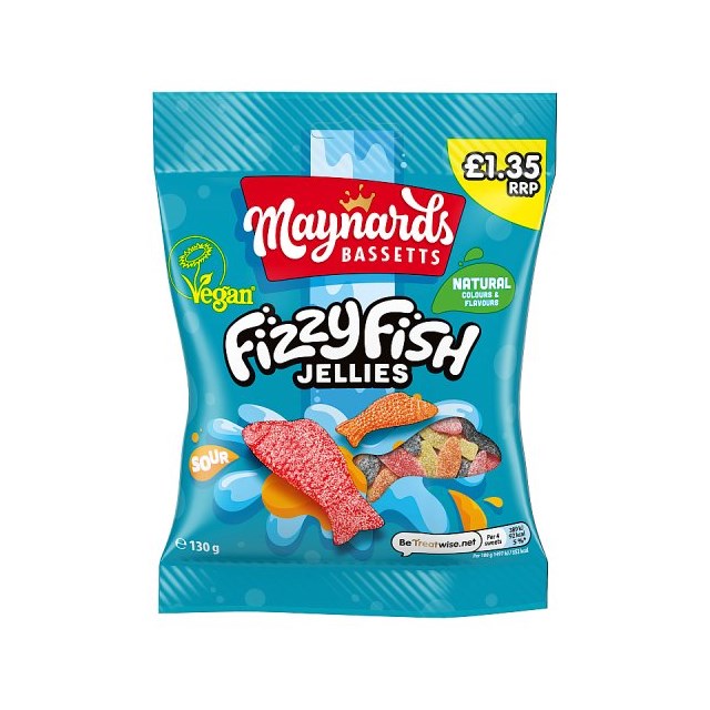 Maynards Bassetts Fizzy Fish Jellies 130g 12 Pack £1.35