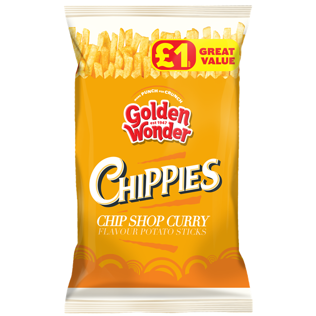 Golden Wonder Chippies Curry Sauce Flavoured Potato Sticks 70g 18 Pack £1