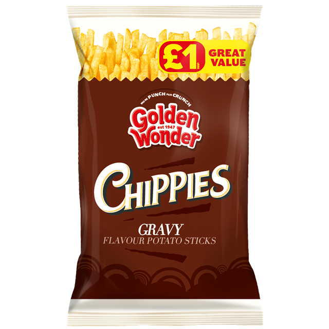 Golden Wonder Chippies Gravy Flavoured Potato Sticks 70g 18 Pack £1