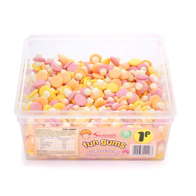 **SWIZZELS TUBS 1P FOAM MUSHROOMS