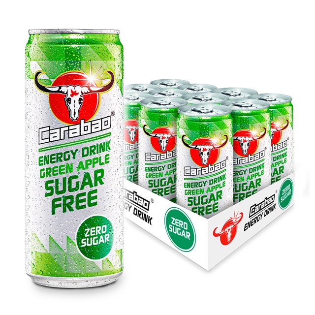 CARABAO ENERGY DRINK GREEN APPLE SUGAR FREE 330ml (12 PACK)