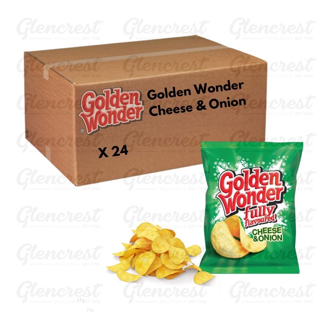 Golden Wonder Cheese & Onion Crisps 25g 24 Pack