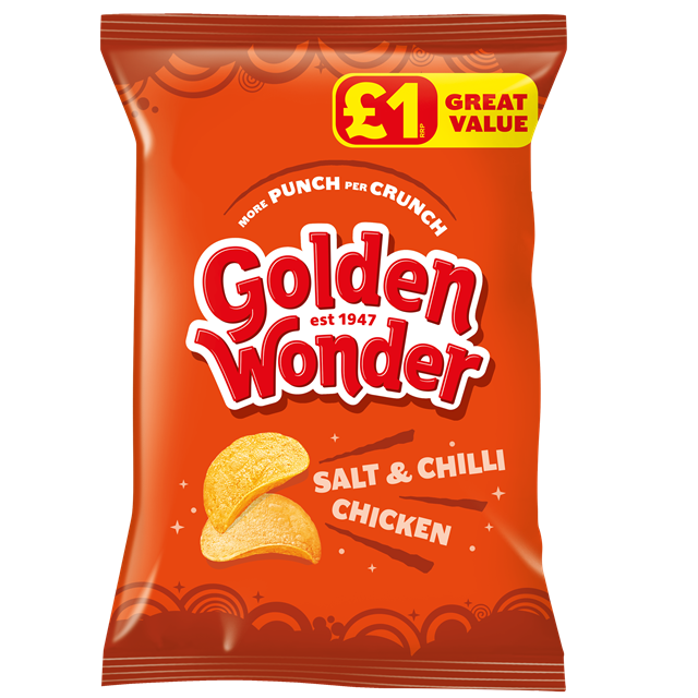 Golden Wonder Crisps Salt & Chilli Chicken 57g 18 Pack £1