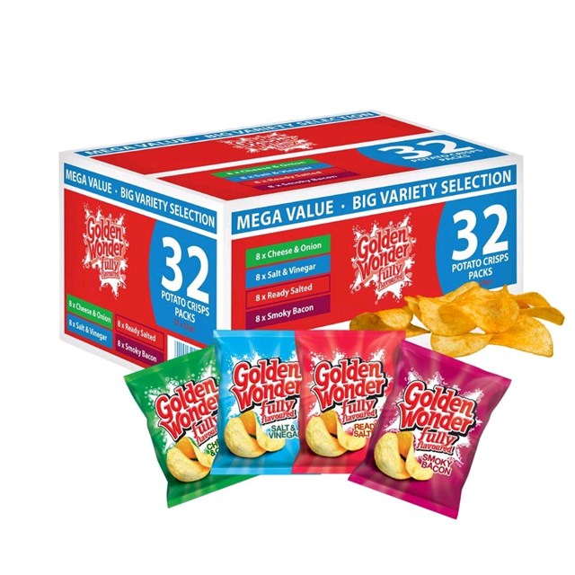 Golden Wonder Crisps Big Variety Selection 25g 32 Pack