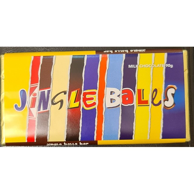 CHRISTMAS MILK CHOCOLATE SINGLE BAR JINGLE BALLS 90g HALF PRICE 2023 DATED