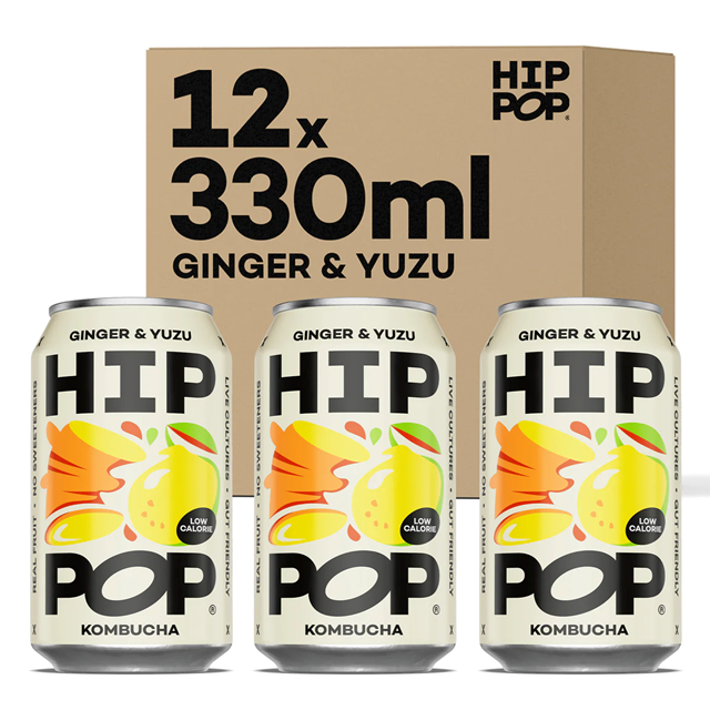 Hip Pop Ginger & Yuzu Kombucha 330ml 12 Pack