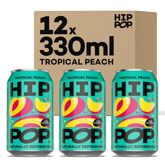 Hip Pop Tropical Peach Natural Soda 330ml 12 Pack