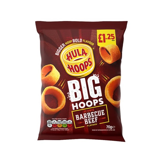 Hula Hoops Big Hoops Barbecue Beef 70g £1.25 (20 Pack)