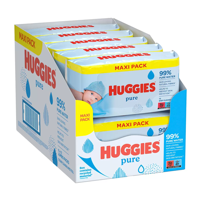 Huggies Pure Wipes 99% Pure Water Maxi Pack 60's 10 Pack