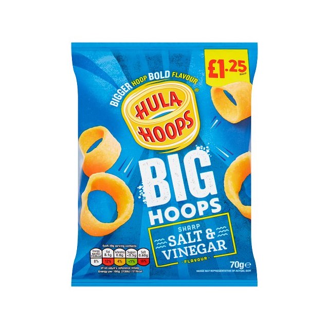 Hula Hoops Big Hoops Salt & Vinegar £1.25 70g (20 Pack)