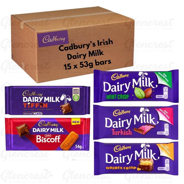 Dairy Milk Irish Milk Chocolate Mixed Box 15 Bars 53g