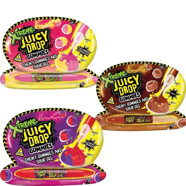 Bazooka Xtreme Juicy Drop Sour Gummies 57g 12 Pack